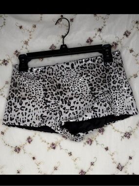 Sequin Leopard-Print Sleep Shorts - Silver/Black